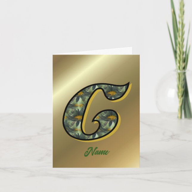 Monogram Initial C Daisies Art Personalised Note Card (Front)