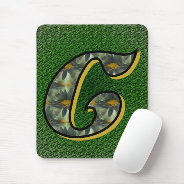 Monogram Initial C Daisies Floral Art Mouse Mat (With Mouse)