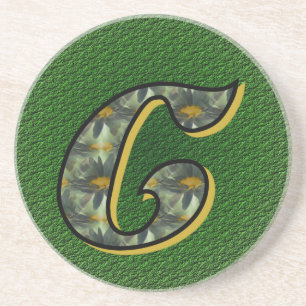 Monogram Initial C Daisies Flower Art Coaster