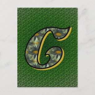 Monogram Initial C Daisies Flower Art Postcard