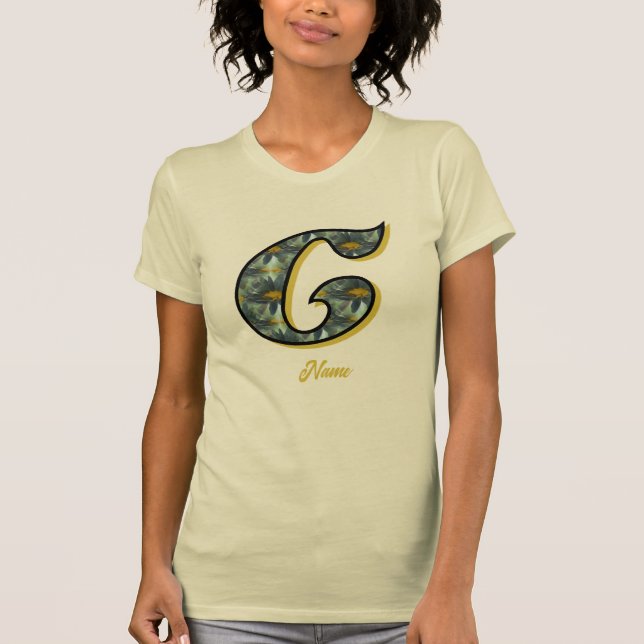 Monogram Initial C Daisy Flower Art Personalised T-Shirt (Front)