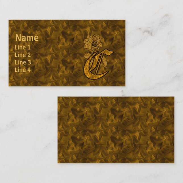 Monogram Initial C Elegant Gold Peony Flower Business Card (Front/Back)