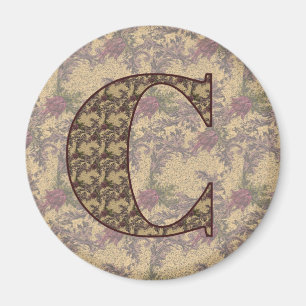 Monogram Initial C Elegant Vintage Floral Magnet