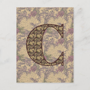 Monogram Initial C Elegant Vintage Floral Postcard