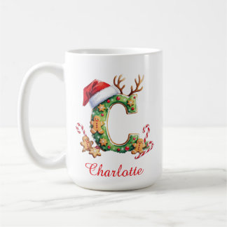 Monogram initial c ginger men merry Christmas  Coffee Mug