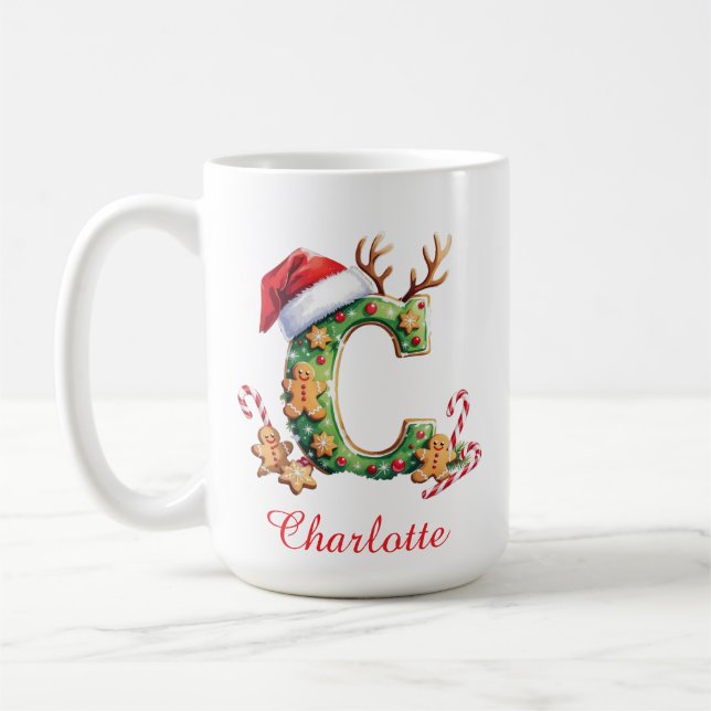 Monogram initial c ginger men merry Christmas  Coffee Mug (Left)
