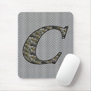 Monogram Initial C Hydrangea Flowers Mouse Mat