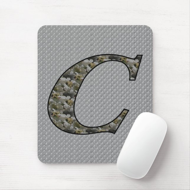 Monogram Initial C Hydrangea Flowers Mouse Mat (With Mouse)