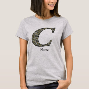 Monogram Initial C Hydrangea Flowers Personalised T-Shirt