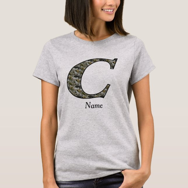 Monogram Initial C Hydrangea Flowers Personalised T-Shirt (Front)