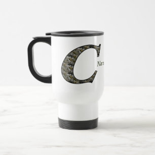 Monogram Initial C Hydrangea Flowers Personalised Travel Mug