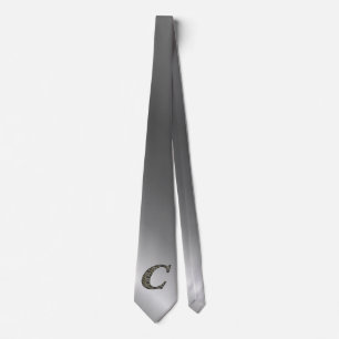 Monogram Initial C Hydrangea Flowers Tie