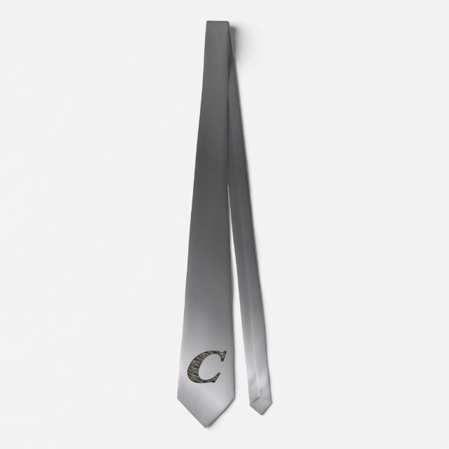 Monogram Initial C Hydrangea Flowers Tie (Front)