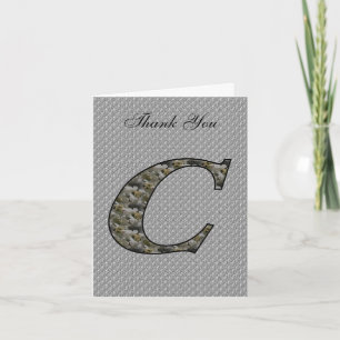 Monogram Initial C Hydrangea Thank You Card