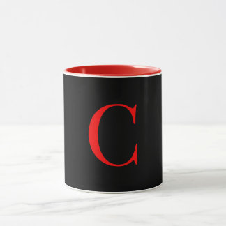 Monogram Initial C Red Inside Black Outside Mug
