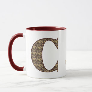 Monogram Initial C Vintage Floral Personalised Mug