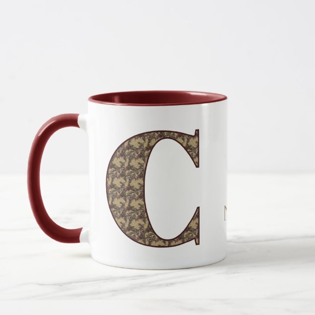 Monogram Initial C Vintage Floral Personalised Mug (Left)