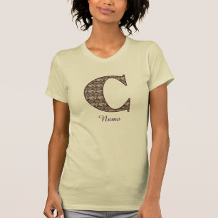 Monogram Initial C Vintage Floral Personalised T-Shirt