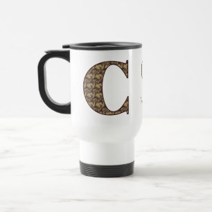Monogram Initial C Vintage Floral Personalised Travel Mug