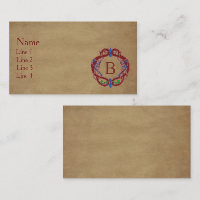 Monogram Initial Celtic Design  Business Card (Front/Back)