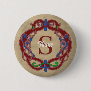 Monogram Initial Celtic Design Personalised 6 Cm Round Badge
