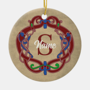 Monogram Initial Celtic Design Personalised Ceramic Tree Decoration