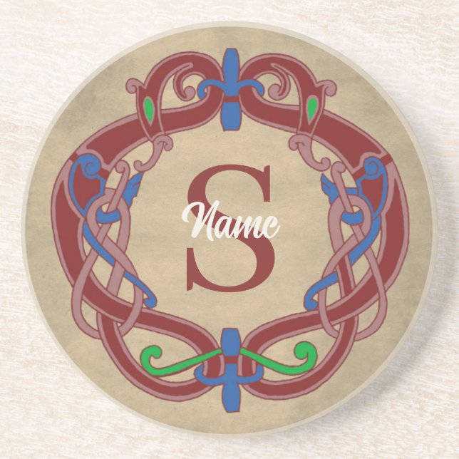 Monogram Initial Celtic Design Personalised Coaster (Front)