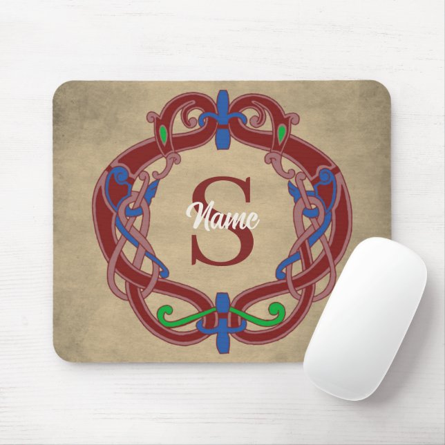 Monogram Initial Celtic Design Personalised Mouse Mat (With Mouse)