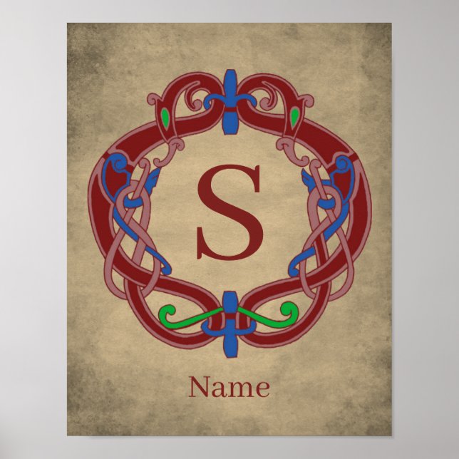 Monogram Initial Celtic Design Personalised Poster (Front)