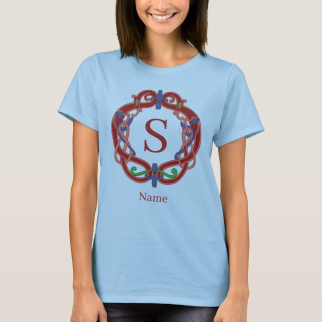 Monogram Initial Celtic Design Personalised T-Shirt (Front)
