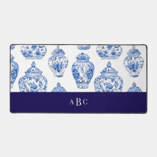 Monogram Initial Chinoiserie Floral China Desk Mat