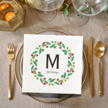 Monogram initial - Chrismas wreath