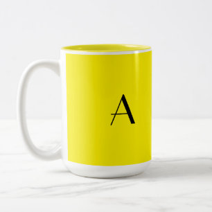 Monogram Initial Colorful Bright Yellow Cool Gift Two-Tone Coffee Mug