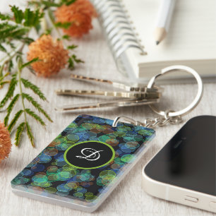 monogram initial colourful polka dot key ring