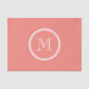 Monogram Initial Coral Pink High End Coloured Tissue Paper