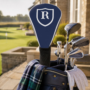Monogram Initial Crest Navy Blue Preppy Golf Head Cover