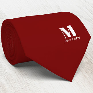 Monogram Initial Crest Personalised Burgundy Red Tie