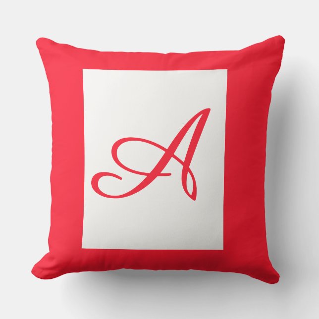 Monogram Initial Cursive A Square Plush Decorator  Cushion (Front)