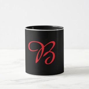 Monogram Initial Cursive B Black Mug