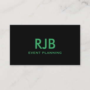 Monogram Initial Custom Name Black Green Simple Business Card