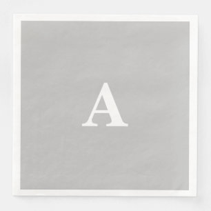 Monogram Initial Custom Name Grey Grey White Party Napkin