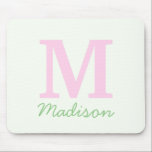 Monogram Initial Custom Name Pink Green Mouse Mat<br><div class="desc">This is a Monogram Initial Custom Name Pink Green Mouse Pad!</div>