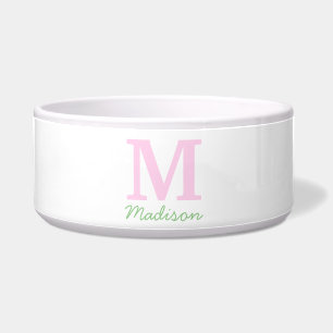 Monogram Initial Custom Name Pink Green Pet Bowl