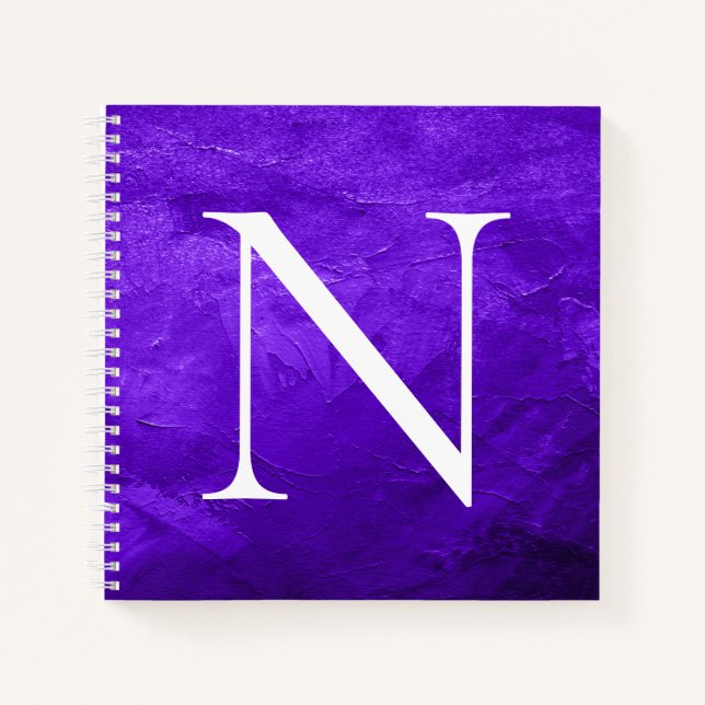 Monogram Initial Customised  White Purple Notebook (Front)