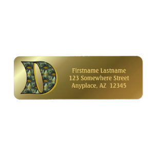 Monogram Initial D Daisies Art Return Address