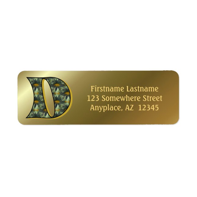 Monogram Initial D Daisies Art Return Address  (Front)