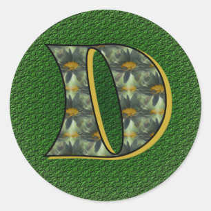 Monogram Initial D Daisies Flower Art Classic Round Sticker