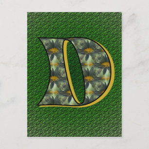 Monogram Initial D Daisies Flower Art Postcard