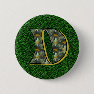 Monogram Initial D Daisy Flower Art 6 Cm Round Badge