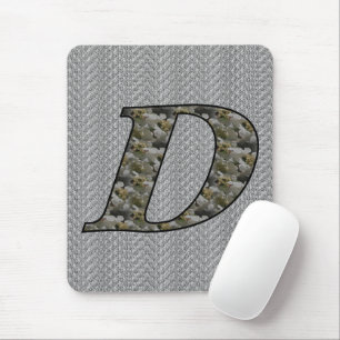 Monogram Initial D Hydrangea Flowers Mouse Mat